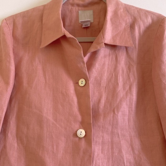 GAP Linen Blazer Blouse Women’s S Peach/Pink Pockets Lagenlook Preppy academia - Picture 3 of 9
